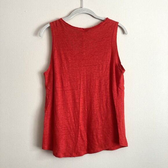Zara WB Collection Womens Red 100% Linen Tank Top Size Medium Classic Basic - Picture 7 of 8